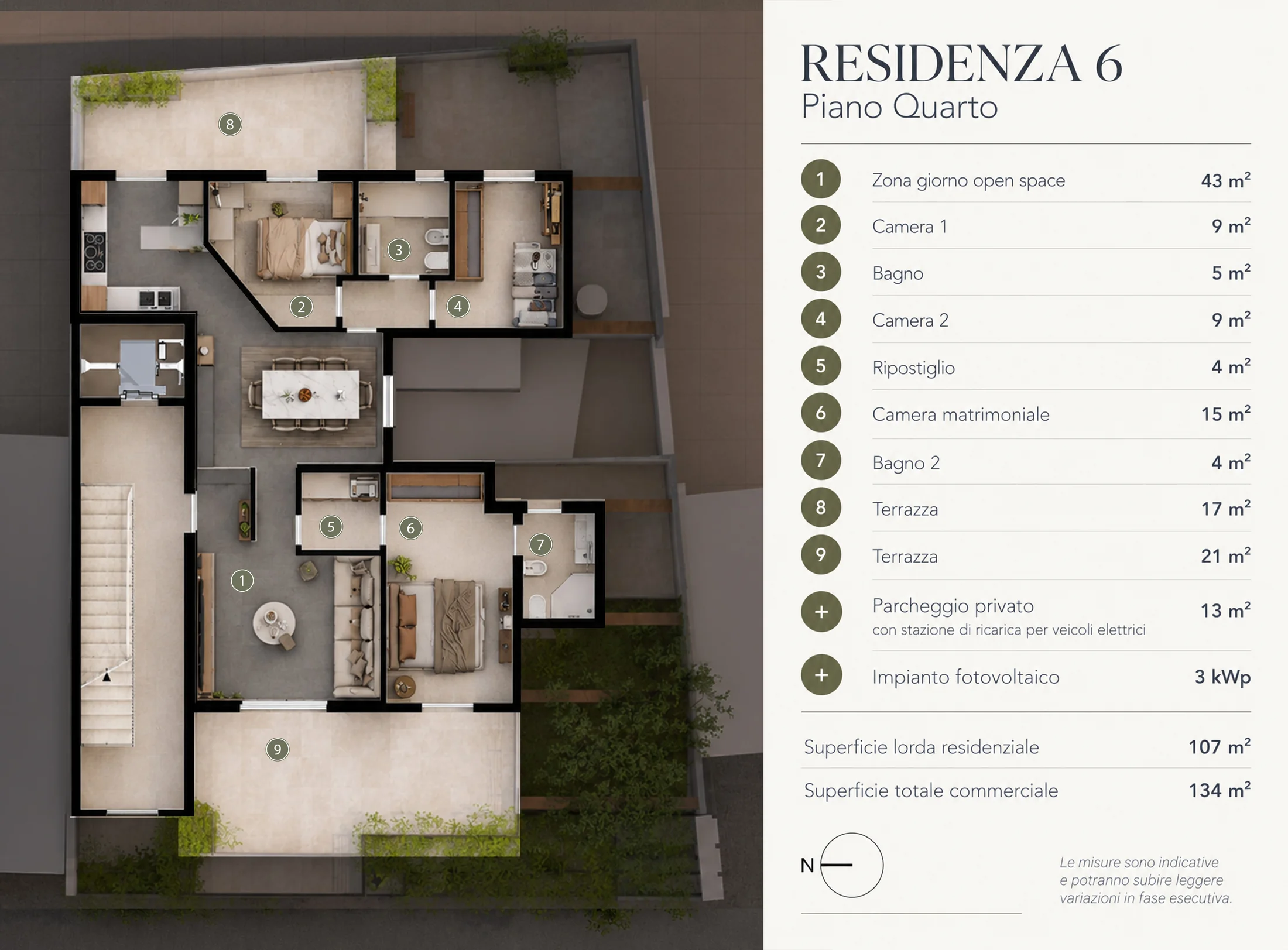 Planimetria con legenda Residenza 6