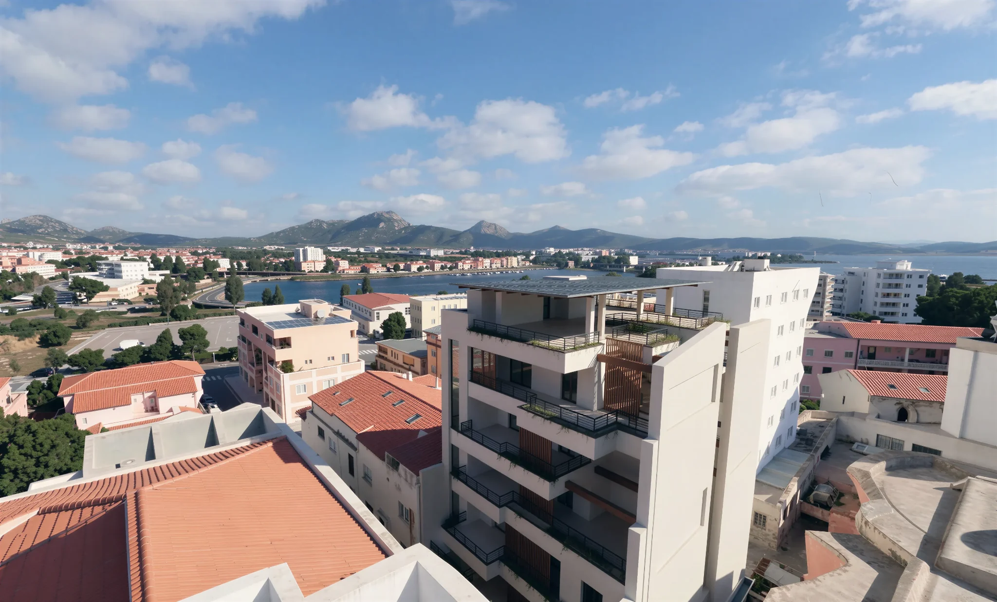 Residenze San Paolo nel contesto urbano di Olbia con il golfo sullo sfondo